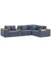 Macy's Nycolle 5-pc. Modular Fabric L-shape Sectional With 1 Console, Created For  In Midnight