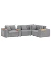 Macy's Nycolle 5-pc. Modular Fabric L-shape Sectional With 1 Console, Created For  In Mineral