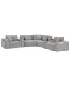 Macy's Nycolle 7-pc. Modular Fabric L-shape Sectional With 2 Consoles, Created For  In Mineral