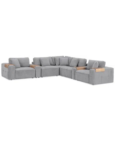 MACY'S NYCOLLE 7-PC. MODULAR FABRIC L-SHAPE SECTIONAL WITH 2 CONSOLES, CREATED FOR MACY'S