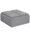 Macy's Nycolle Fabric Ottoman With Reversible Trays, Created For  In Mineral