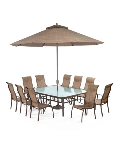 Macy's Oasis Outdoor Aluminum 11-pc. Dining Set (84" X 60" Dining Table And 10 Dining Chairs), Created For  In Brown
