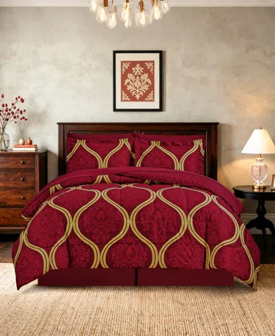 Macy's Ogee Fade-resistant 8-piece Comforter Sets In Red