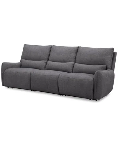 Macy's Olper 3-pc. Fabric Zero Wall Sectional Sofa With 2 Power Motion Chairs, Created For  In Slate