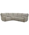 Macy's Olper 6-pc. Fabric Zero Wall Sectional Sofa With Two Power Motion Pieces & Console, Created For Macy In Sand