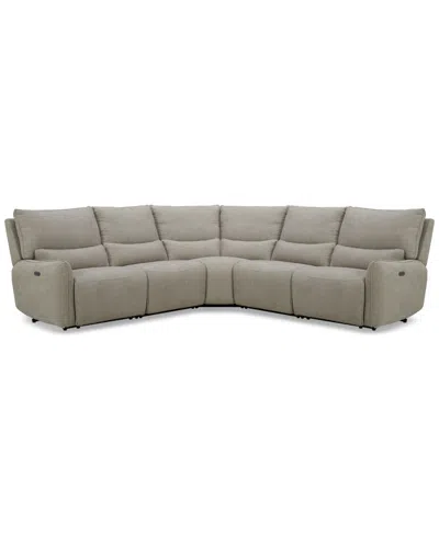 Macy's Olper 5-pc. Fabric Zero Wall Sectional Sofa With Two Power Motion Pieces, Created For  In Sand