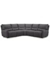 Macy's Olper 5-pc. Fabric Zero Wall Sectional Sofa With Two Power Motion Pieces, Created For  In Slate