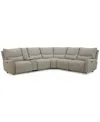 Macy's Olper 6-pc. Fabric Zero Wall Sectional Sofa With Two Power Motion Pieces & Console, Created For Macy In Sand