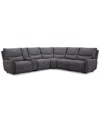 Macy's Olper 5-pc. Fabric Zero Wall Sectional Sofa With Three Power Motion Pieces & Console, Created For Ma In Slate