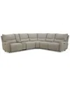 Macy's Olper 6-pc. Fabric Zero Wall Sectional Sofa With Two Power Motion Pieces & Console, Created For Macy In Sand