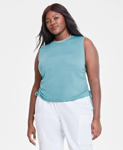 Macy's On 34th Trendy Plus Size Cinched Muscle Tee, Created For  In Bright White