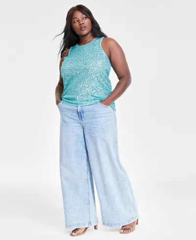 Macy's On 34th Trendy Plus Size Sequined Tank Top, Created For  In Laguna