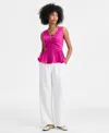 Macy's On 34th Women's Printed Sleeveless Peplum Top,  Exclusive In Pink