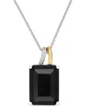Macy's Onyx (10 Ct. T.w.) And Diamond Accent Pendant Necklace In Sterling Silver And 14k Gold In Onyx