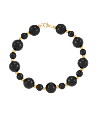 Macy's Onyx (10mm) Beaded Bracelet In 14k Yellow Gold Over Sterling Silver (also Available In Jade Bead) In Multi