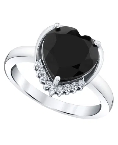 Macy's Onyx (2-3/4 Ct. T.w.) And Diamond Accent Ring In Sterling Silver In Yellow