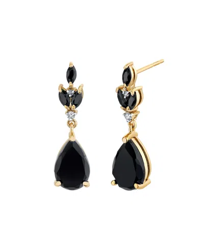Macy's Onyx (3-1/8 Ct. T.w.) & Diamond Accent Drop Earrings In 10k Yellow Gold In Black