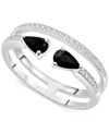 Macy's Onyx (3/8 Ct. T.w.) & Diamond (1/8 Ct. T.w.) Double-row Ring In Sterling Silver In Onyx