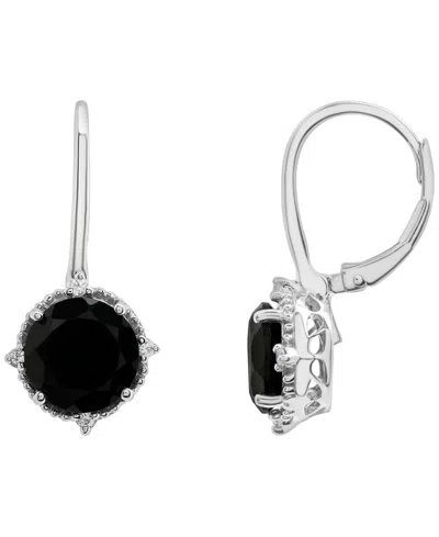 Macy's Onyx (4-1/20 Ct. T.w.) And White Sapphire (1/10 Ct. T.w.) Drop Earrings In Sterling Silver In Black