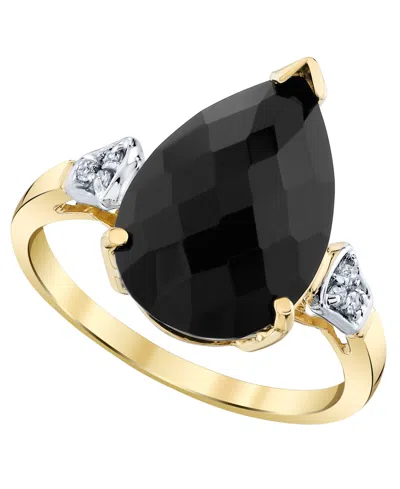 Macy's Onyx (5-1/5 Ct. T.w.) And Diamond Accent Ring In 14k Yellow Gold In White