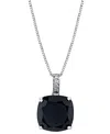 Macy's Onyx (6 1/6 Ct. T.w.) & Diamond Accent Square 18" Pendant Necklace In Sterling Silver In Black