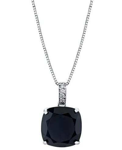 Macy's Onyx (6 1/6 Ct. T.w.) & Diamond Accent Square 18" Pendant Necklace In Sterling Silver In Black