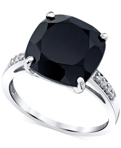 Macy's Onyx (6 1/6 Ct. T.w.) & Diamond Accent Square Ring In Sterling Silver