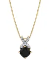 Macy's Onyx (6mm) & Diamond (1/10 Ct. T.w.) 18" Pendant Necklace In 10k Yellow Gold In Gold