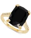 Macy's Onyx (7-1/2 Ct. T.w.) And Cubic Zirconia Statement Ring In 14k Gold-plated Sterling Silver In Black