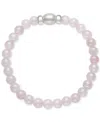 Macy's Onyx & Cultured Freshwater Pearl (7-8mm) Stretch Bracelet In Sterling Silver (also In Rose Quartz) In Pink