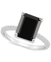 Macy's Onyx & Diamond (1/10 Ct. T.w.) Emerald-cut Statement Ring In Sterling Silver In Onyx