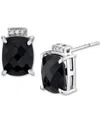 Macy's Onyx & Diamond Accent Cushion Stud Earrings In Sterling Silver In Onyx