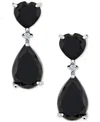 Macy's Onyx & Diamond Accent Drop Earrings In Sterling Silver In Silver