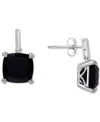 Macy's Onyx & Diamond Accent Drop Earrings In 14k Gold-plated Sterling Silver In Black