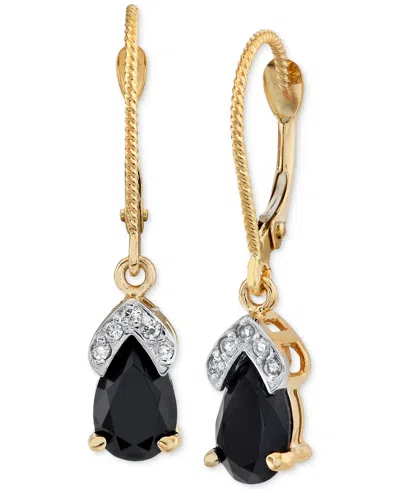 Macy's Onyx & Diamond Accent Leverback Drop Earrings In 14k Gold