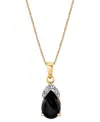 Macy's Onyx & Diamond Accent Pear-shaped 18" Pendant Necklace In 14k Gold In Onyx