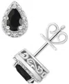 Macy's Onyx & Diamond Accent Pear Stud Earrings In Sterling Silver (also In Turquoise & Labradorite) In Onyx