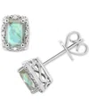 Macy's Onyx & Diamond Accent Rectangle Stud Earrings In Sterling Silver (also In Turquoise & Labradorite) In Labradorite