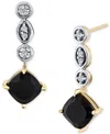 Macy's Onyx & Diamond Accent Square Drop Earrings In 10k Gold