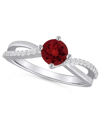 Macy's Onyx And White Diamond (1/6 Ct. T.w.) Ring In 10k White Gold In Red