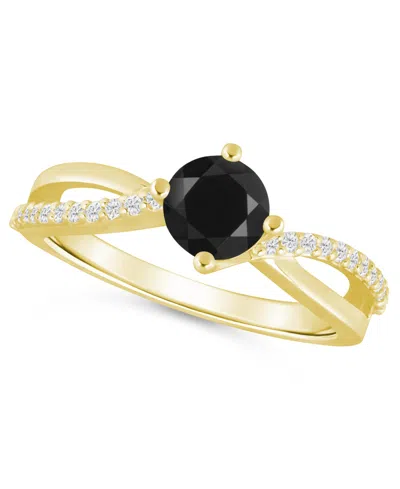 Macy's Onyx And White Diamond (1/6 Ct. T.w.) Ring In 10k White Gold