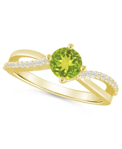 Macy's Onyx And White Diamond (1/6 Ct. T.w.) Ring In 10k White Gold In Green
