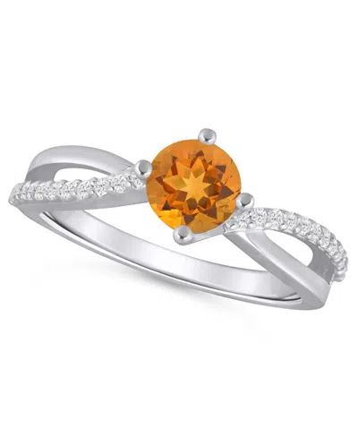 Macy's Onyx And White Diamond (1/6 Ct. T.w.) Ring In 10k White Gold In Metallic