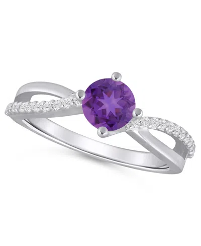 Macy's Onyx And White Diamond (1/6 Ct. T.w.) Ring In 10k White Gold In Metallic