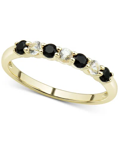 Macy's Onyx & White Topaz (1/4 Ct. T.w.) Stack Ring In 14k Gold In 14k Yellow Gold