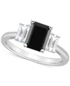 Macy's Onyx & White Topaz (3/4 Ct. T.w.) Emerald-cut Statement Ring In Sterling Silver In Onyx