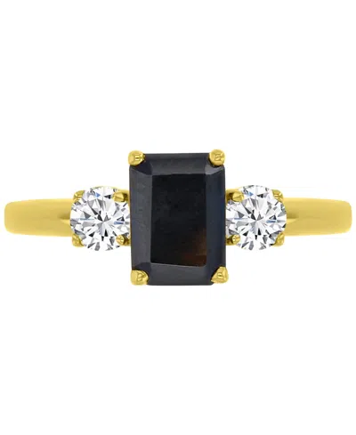 Macy's Onyx & White Topaz Ring In Gold