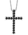 Macy's Onyx Cross 18" Pendant Necklace In Sterling Silver (also In Turquoise) In Onyx