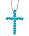 Macy's Onyx Cross 18" Pendant Necklace In Sterling Silver (also In Turquoise) In Turquoise