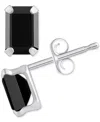 Macy's Onyx Emerald-cut Solitaire Stud Earrings In 10k Gold In Onyx,white Gold